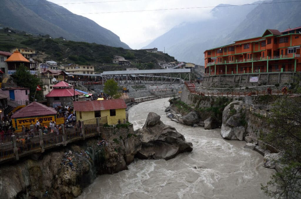 Badrinath temple near Alaknada river