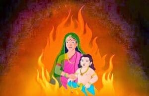 Holika Dahan: Meaning, Rituals & Significance Before Holi 1 Prahlad and Holika in fire